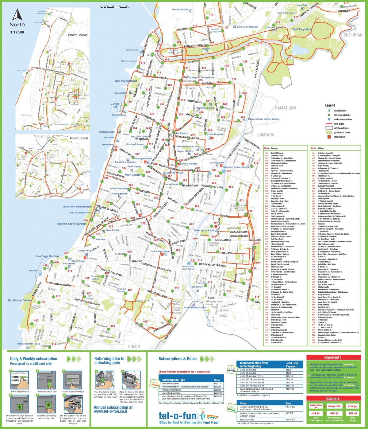 Tel Aviv bike lane map